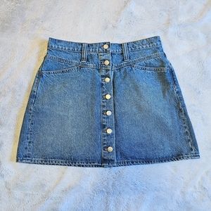 Madewell button front denim mini skirt